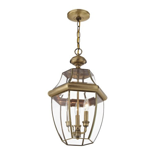 ##Antique Hardware## 3 Light Antique Brass Outdoor Lantern