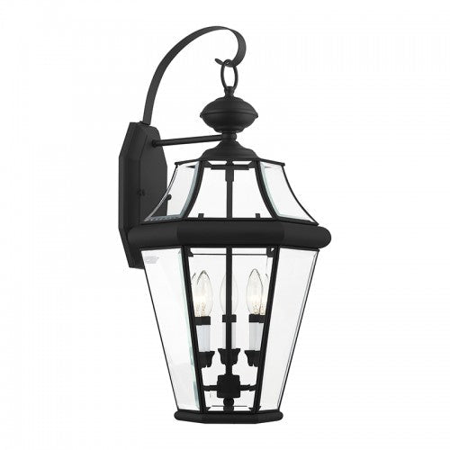##Antique Hardware## 3 Light Black Outdoor Wall Lantern