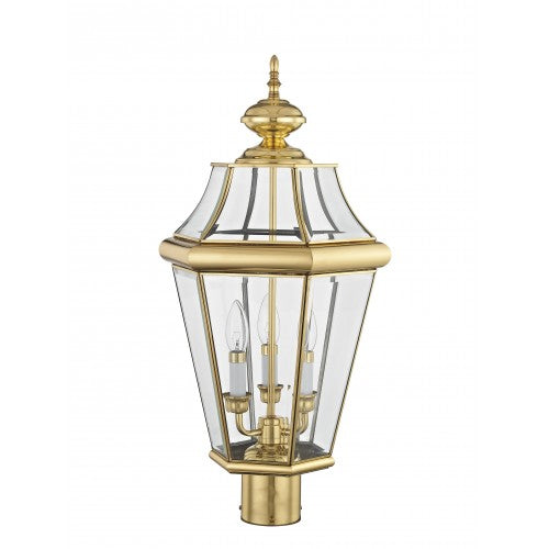 Antique Hardware 3 Light Polished Brass Outdoor Post Top Lantern Post