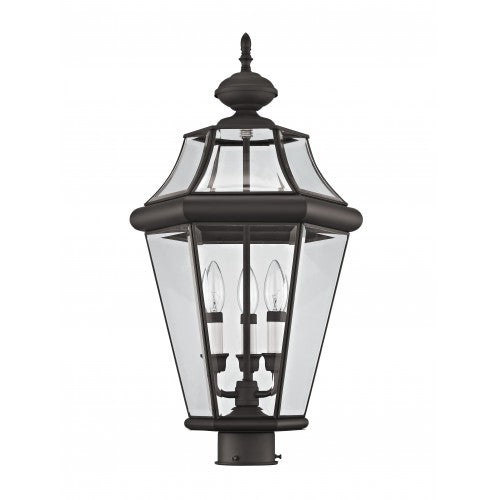##Antique Hardware## 3 Light Bronze Outdoor Post Top Lantern