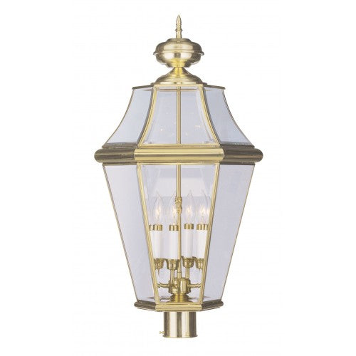 Antique Hardware 4 Light Polished Brass Outdoor Post Top Lantern Post