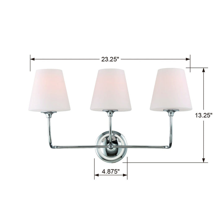 ##Antique Hardware## Libby Langdon Sylvan 3 Light Polished Chrome Bathroom Vanity