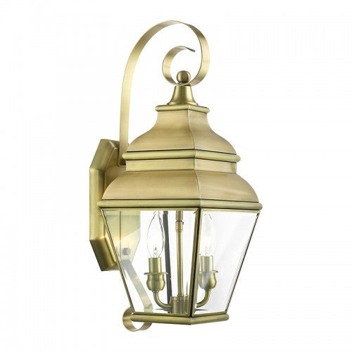 ##Antique Hardware## 2 Light Antique Brass Outdoor Wall Lantern