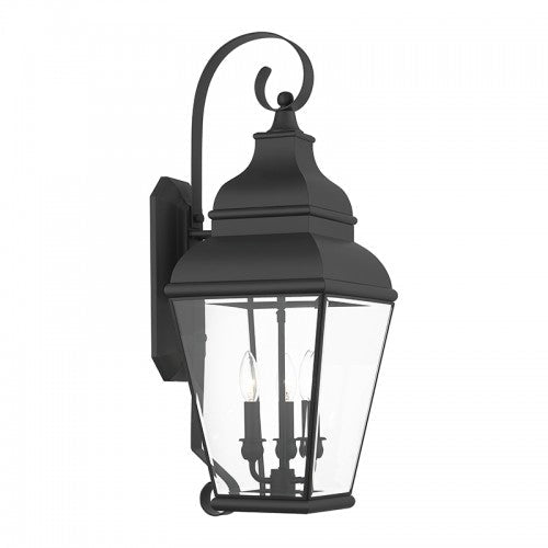 ##Antique Hardware## 3 Light Black Outdoor Wall Lantern