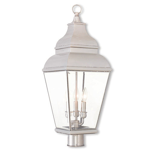 Antique Hardware 3 Light Brushed Nickel Post Top Lantern Post