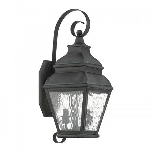 ##Antique Hardware## 2 Light Charcoal Outdoor Wall Lantern