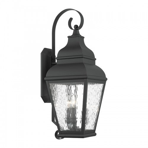 ##Antique Hardware## 3 Light Black Outdoor Wall Lantern