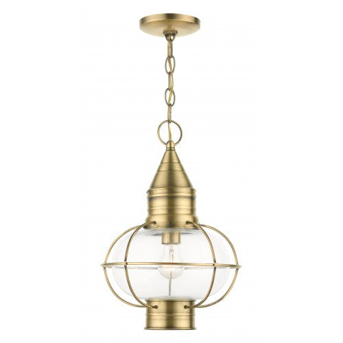 ##Antique Hardware## 1 Light Antique Brass Outdoor Pendant Lantern