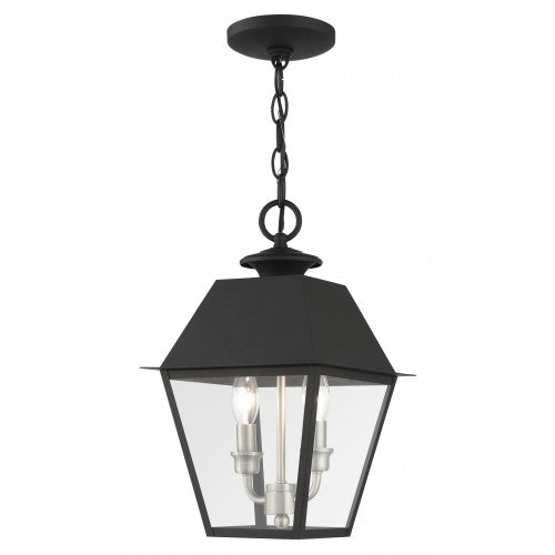 ##Antique Hardware## 2 Light Black Outdoor Pendant Lantern
