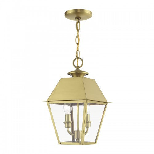 ##Antique Hardware## 2 Light Natural Brass Outdoor Medium Pendant Lantern
