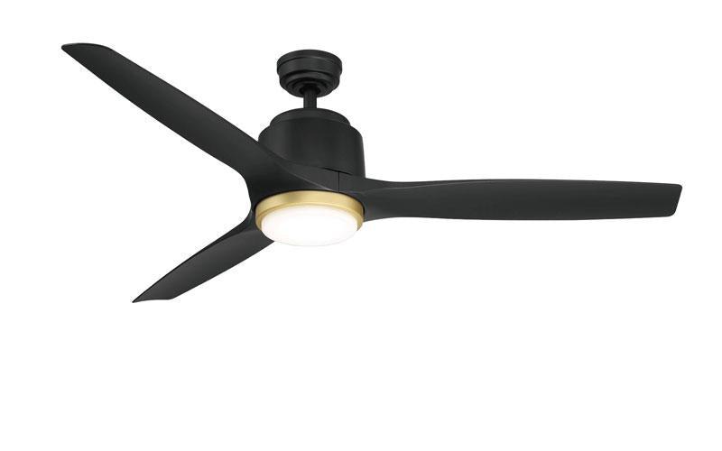 ##Antique Hardware## Sora Outdoor 56 Inch Matte Black and Gold Ceiling Fan