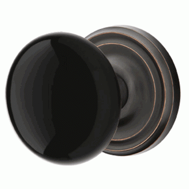 ##Antique Hardware## Black Porcelain Ebony Door Knob Set With Regular Rosette (Several Finish Options)