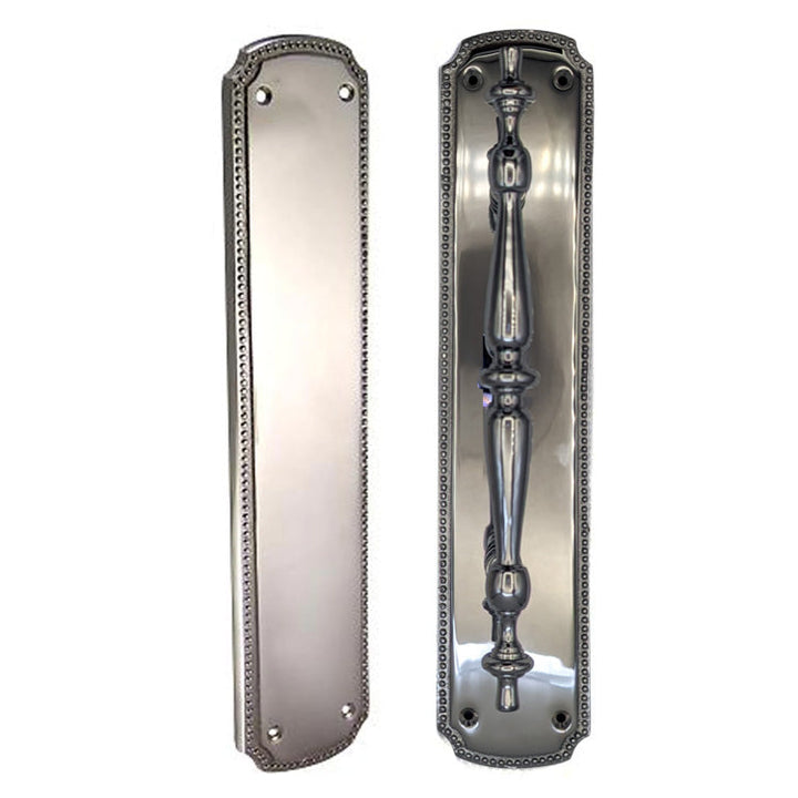 ##Antique Hardware## 11 1/2 Inch Solid Brass Beaded Push & Pull Plate Set (Several Finishes Available)