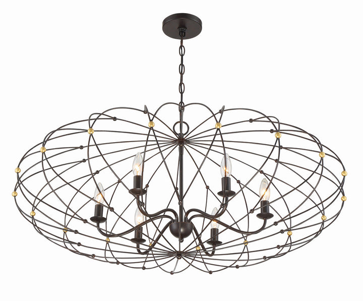 ##Antique Hardware## Zucca 6 Light English Bronze + Antique Gold Chandelier