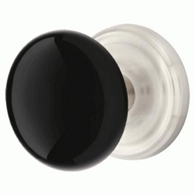 ##Antique Hardware## Black Porcelain Ebony Door Knob Set With Regular Rosette (Several Finish Options)