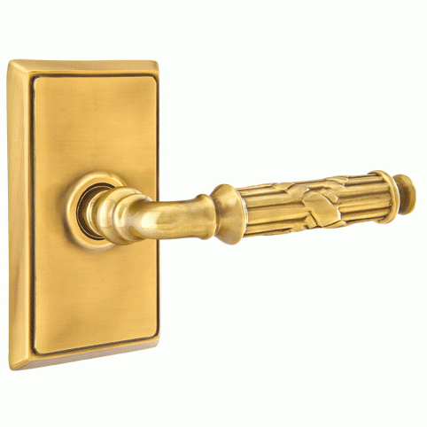 ##Antique Hardware## Solid Brass Ribbon & Reed Lever With Rectangular Rosette (Many Finishes Available)