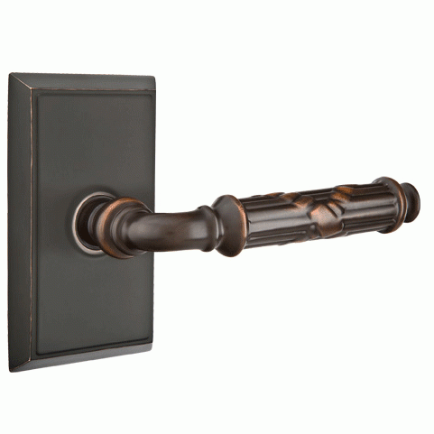 ##Antique Hardware## Solid Brass Ribbon & Reed Lever With Rectangular Rosette (Many Finishes Available)