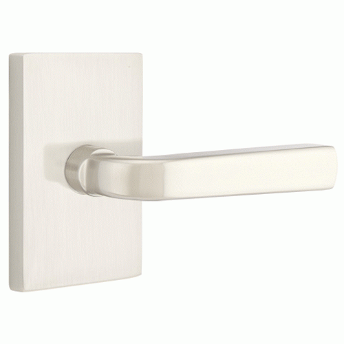 ##Antique Hardware## Brass Modern Hardware - Double Dummy Sion Door Lever With Modern Rectangular Rosette in Satin Brass - 5052SIOUS4 - Emtek Hardware