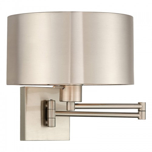 ##Antique Hardware## 1 Light Brushed Nickel Swing Arm Wall Lamp