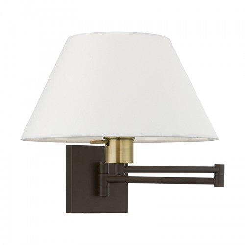 ##Antique Hardware## 1 Light Bronze with Antique Brass Accent Swing Arm Wall Lamp