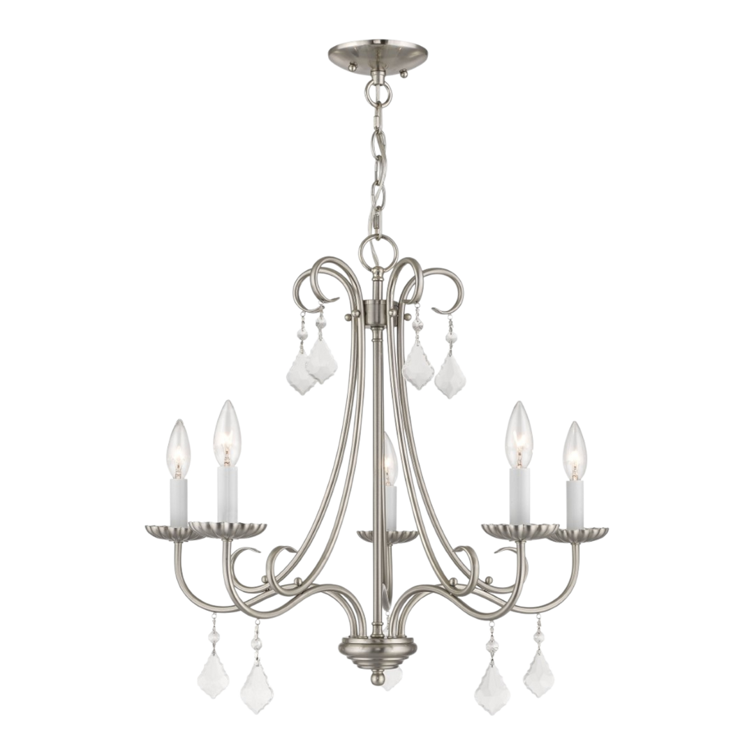 Daphne 5-Light Chandelier – Brushed Nickel with Clear Crystal Accents