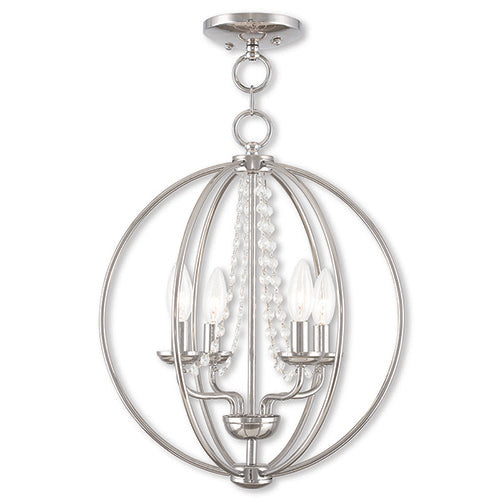 ##Antique Hardware## 4 Light Polished Chrome Chandelier/Ceiling Mount