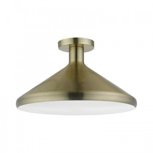 ##Antique Hardware## 1 Light Antique Brass Semi-Flush Mount
