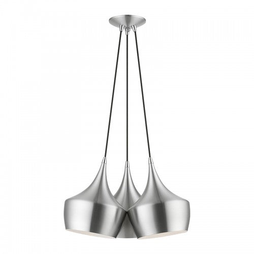 ##Antique Hardware## 3 Light Brushed Aluminum Cluster Pendant