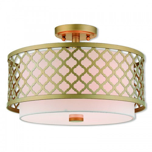 ##Antique Hardware## 3 Light Soft Gold Ceiling Mount