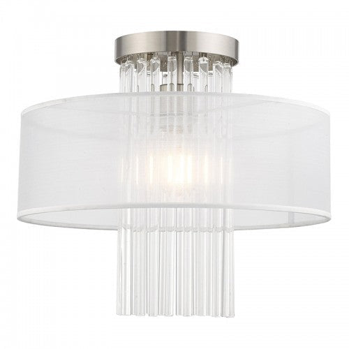 Antique Hardware 1 Light Brushed Nickel Ceiling Mount Semi Flush