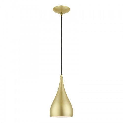 ##Antique Hardware## 1 Light Soft Gold with Polished Brass Accents Mini Pendant