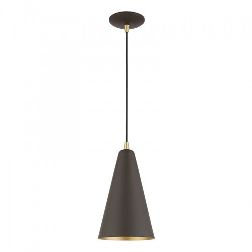 ##Antique Hardware## 1 Light Bronze with Antique Brass Accents Mini Pendant