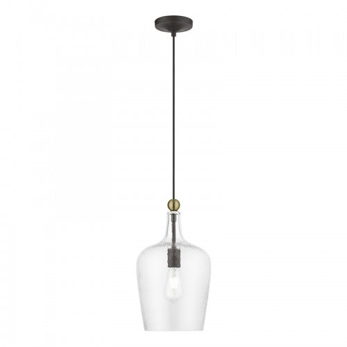 ##Antique Hardware## 1 Light Bronze with Antique Brass Accent Single Pendant
