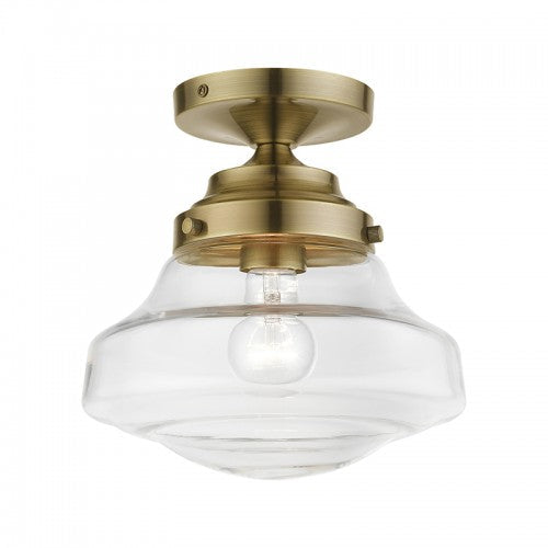 ##Antique Hardware## 1 Light Antique Brass Semi-Flush