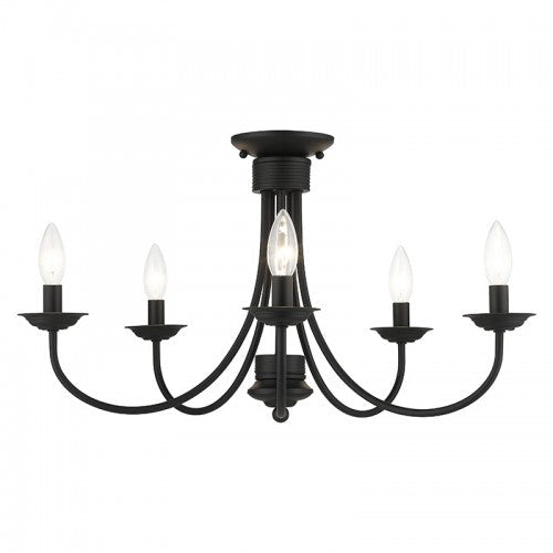 ##Antique Hardware## 5 Light Black Large Semi-Flush