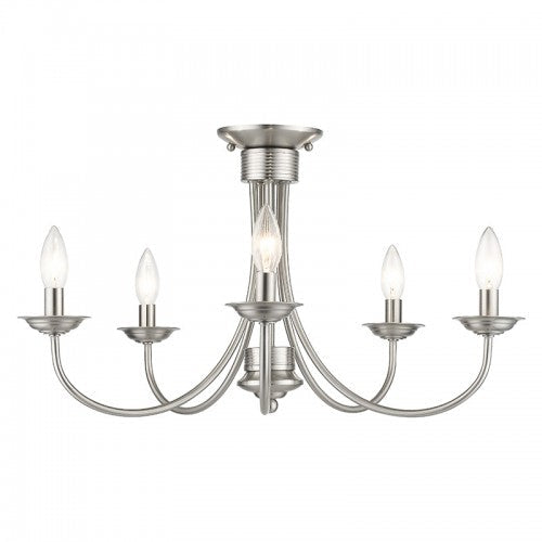 ##Antique Hardware## 5 Light Brushed Nickel Large Semi-Flush