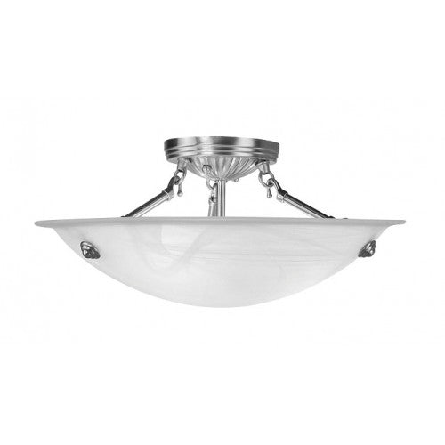 ##Antique Hardware## 3 Light Brushed Nickel Ceiling Mount