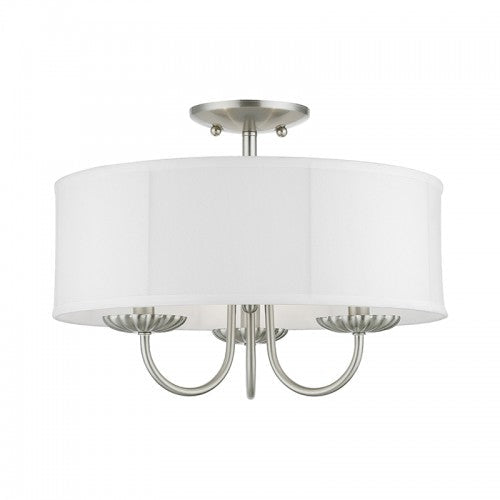 ##Antique Hardware## 3 Light Brushed Nickel Semi-Flush Mount