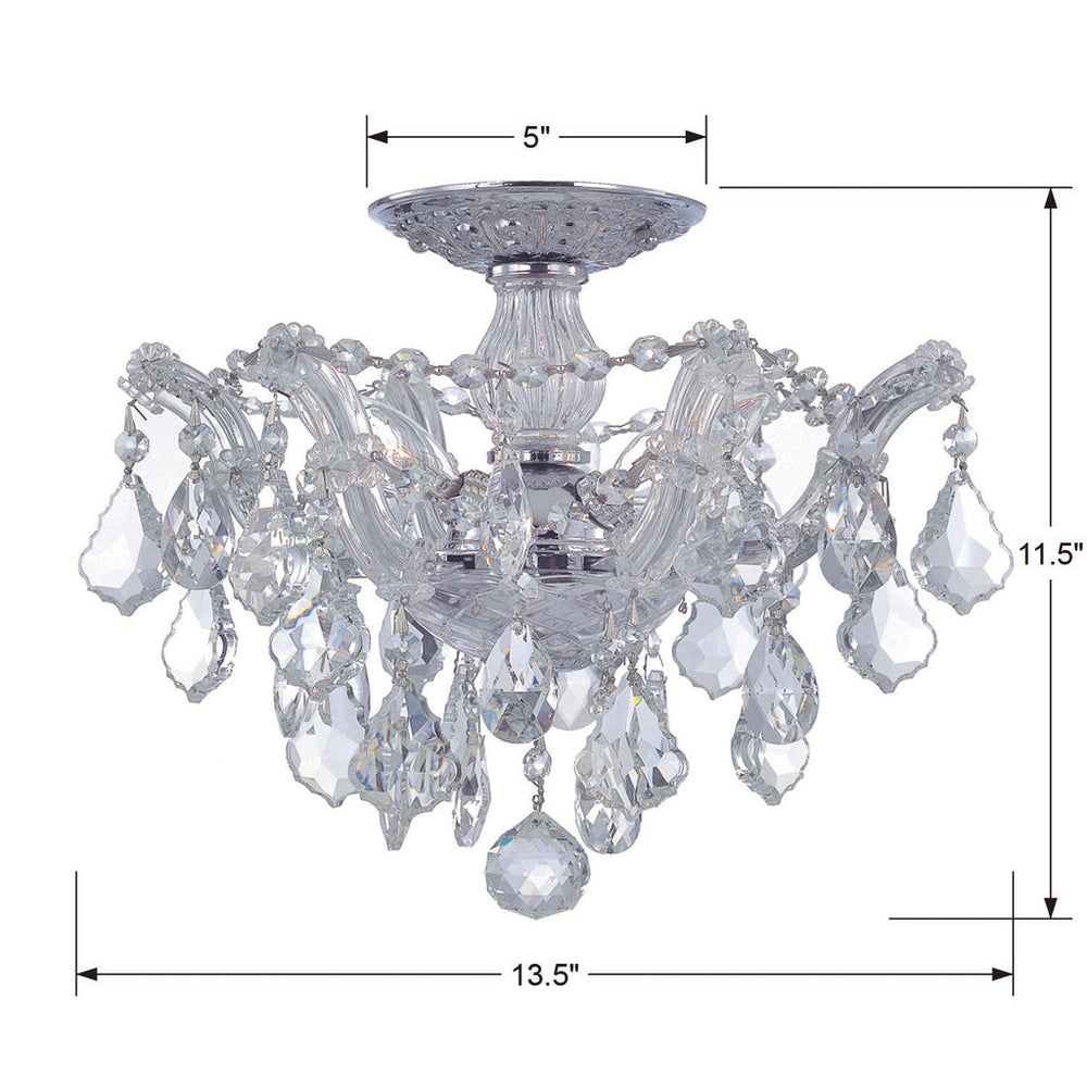 ##Antique Hardware## Maria Theresa 3 Light Spectra Crystal Polished Chrome Semi Flush Mount