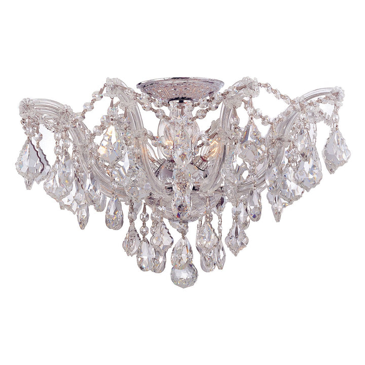 ##Antique Hardware## Maria Theresa 5 Light Swarovski Strass Crystal Polished Chrome Semi Flush Mount