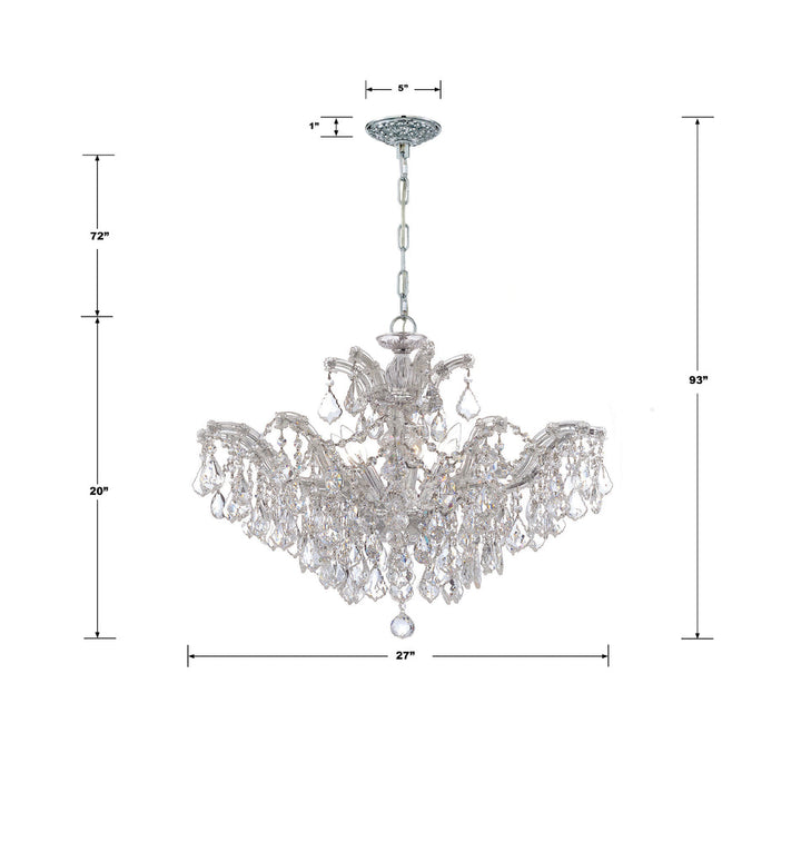 ##Antique Hardware## Maria Theresa 6 Light Hand Cut Crystal Polished Chrome Chandelier