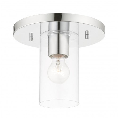 ##Antique Hardware## 1 Light Polished Chrome Flush Mount