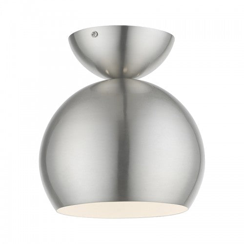 ##Antique Hardware## 1 Light Brushed Nickel Globe Semi-Flush