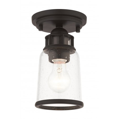 ##Antique Hardware## 1 Light Bronze Flush Mount