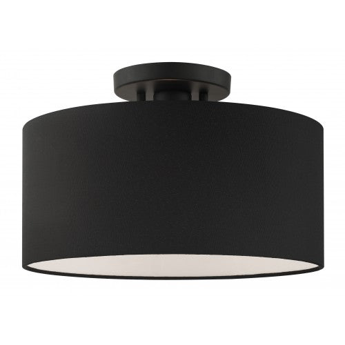 ##Antique Hardware## 1 Light Black Semi Flush