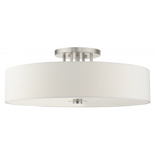 ##Antique Hardware## 6 Light Brushed Nickel Semi Flush