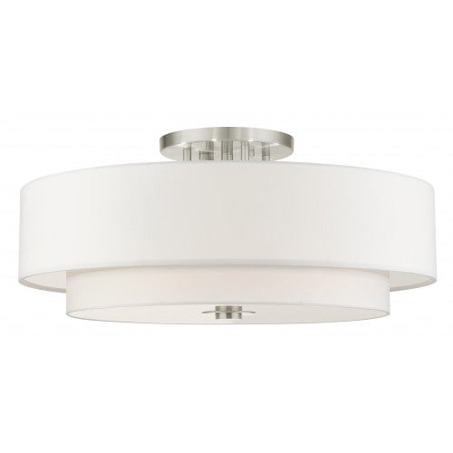 ##Antique Hardware## 6 Light Brushed Nickel Semi Flush