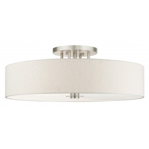 ##Antique Hardware## 6 Light Brushed Nickel Semi Flush