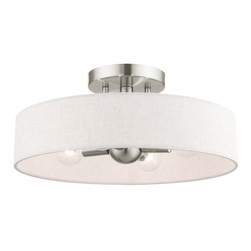##Antique Hardware## 4 Light Brushed Nickel Semi Flush Mount