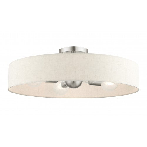 ##Antique Hardware## 4 Light Brushed Nickel Semi Flush Mount